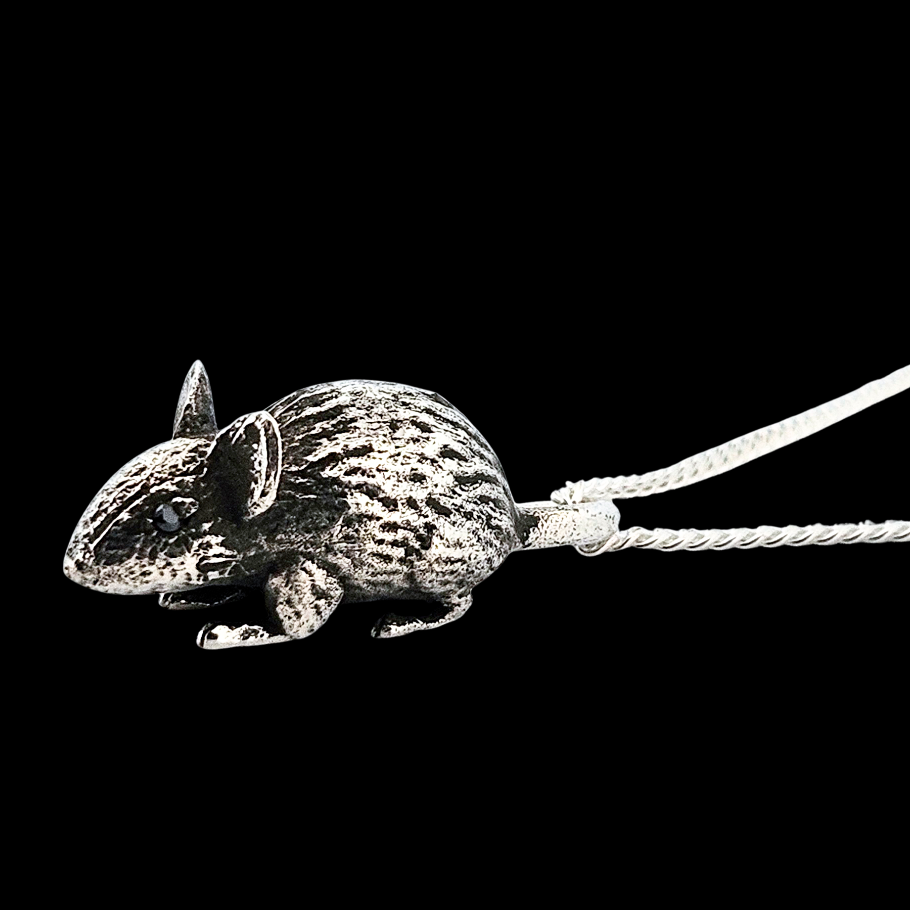 Rat with Gemstone Eyes Pendant Sterling Silver - Inchoo Bijoux