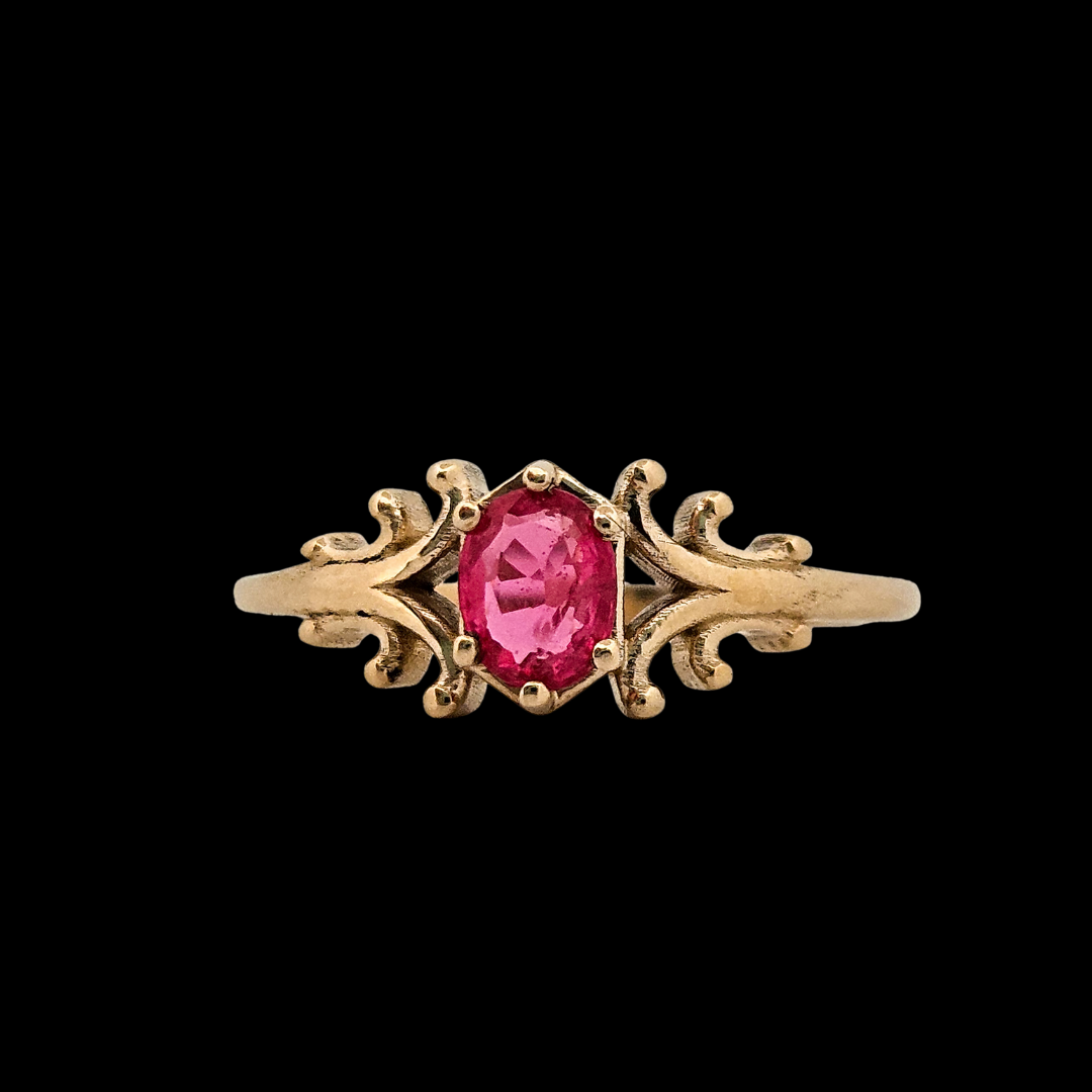 Small Temple Delicate Gothic Ring - Gold and Pink Spinel (Other Gemstone Options Available) - Inchoo Bijoux