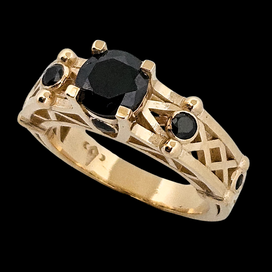 Victoria - Gold and Black Diamond Ring - Inchoo Bijoux