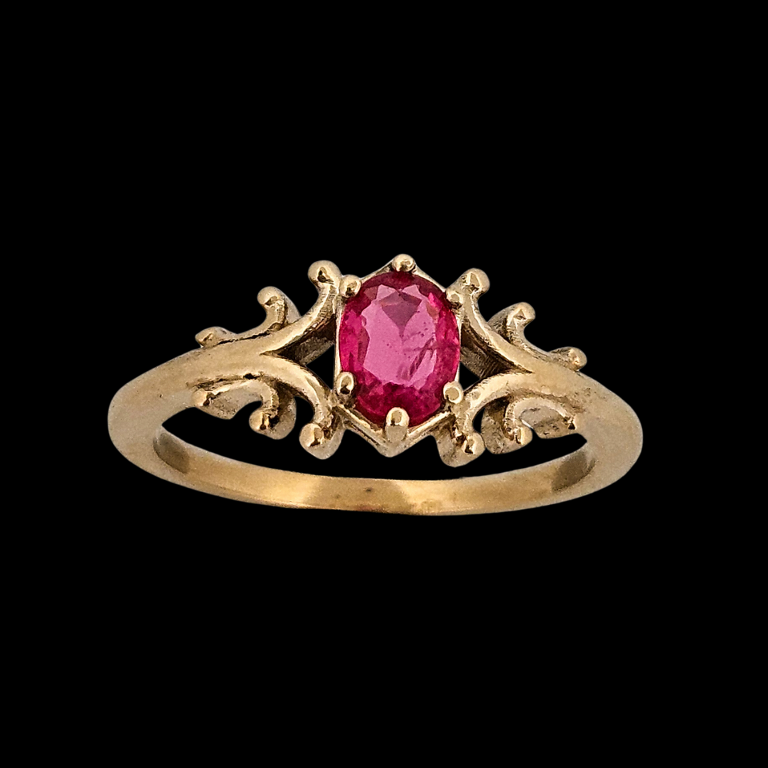 Small Temple Delicate Gothic Ring - Gold and Pink Spinel (Other Gemstone Options Available) - Inchoo Bijoux