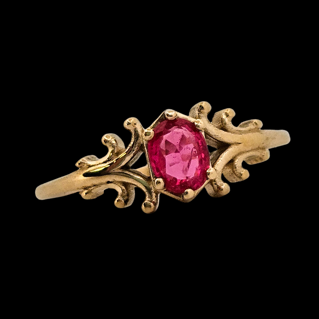 Small Temple Delicate Gothic Ring - Gold and Pink Spinel (Other Gemstone Options Available) - Inchoo Bijoux