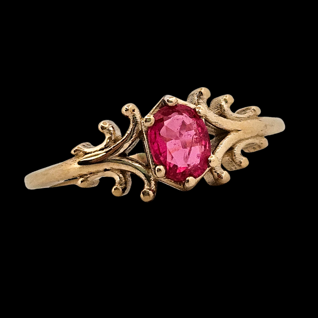 Small Temple Delicate Gothic Ring - Gold and Pink Spinel (Other Gemstone Options Available) - Inchoo Bijoux