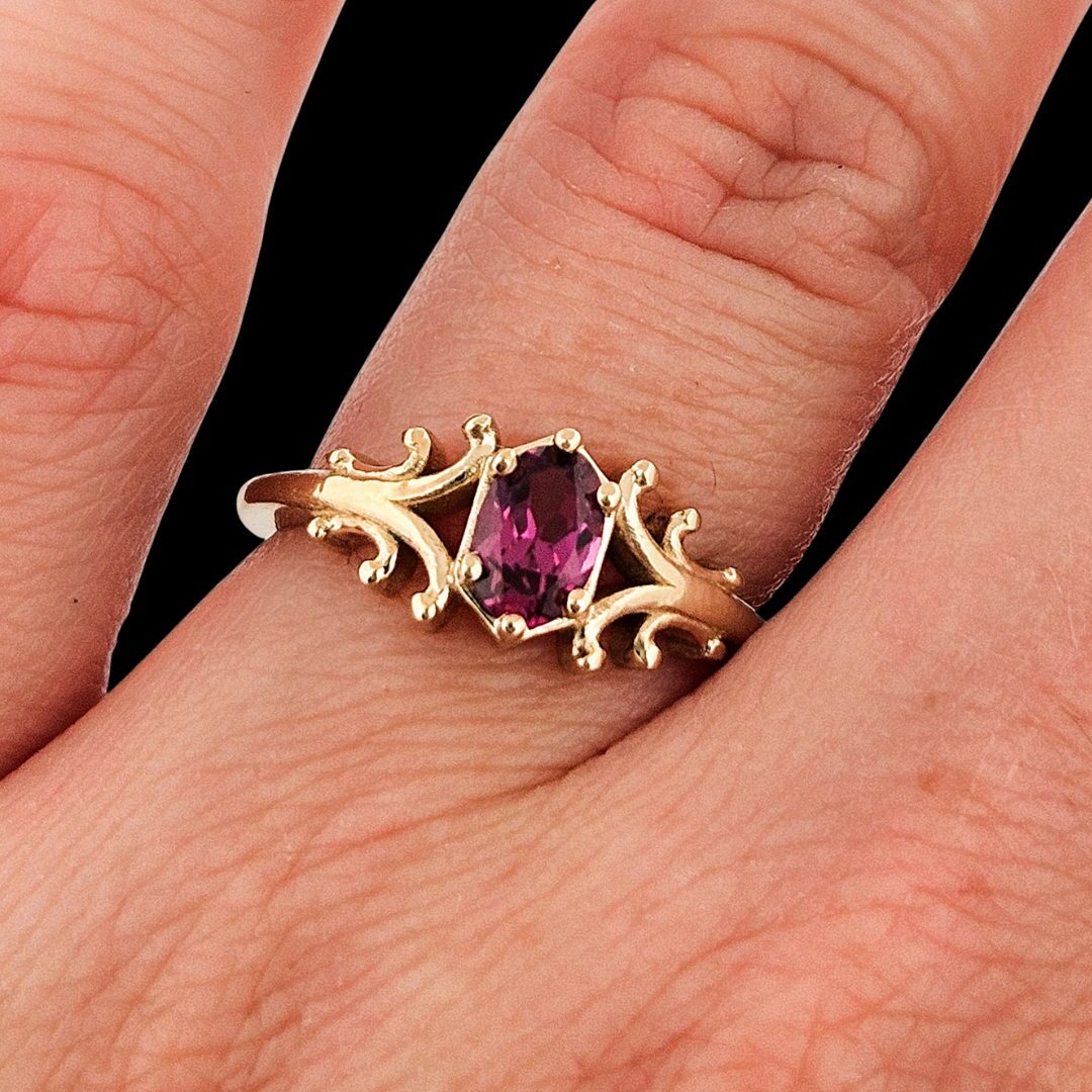 Small Temple Delicate Gothic Ring - Gold and Ruby (Other Gemstone Options Available) - Inchoo Bijoux