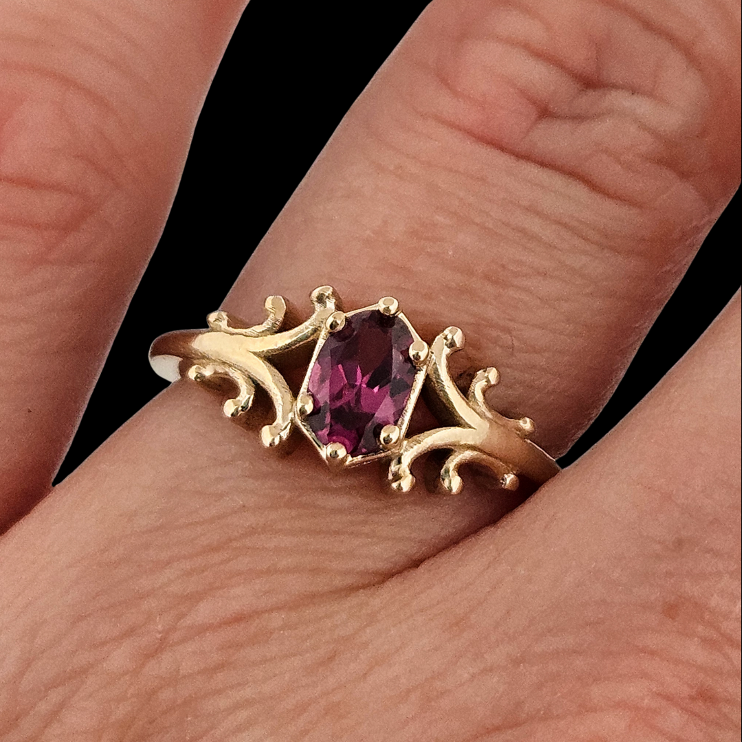 Small Temple Delicate Gothic Ring - Gold and Ruby (Other Gemstone Options Available) - Inchoo Bijoux