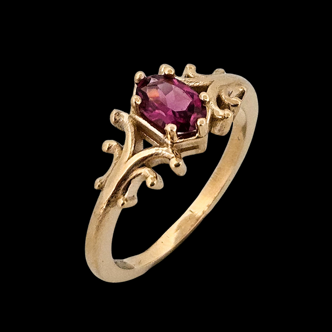 Small Temple Delicate Gothic Ring - Gold and Ruby (Other Gemstone Options Available) - Inchoo Bijoux