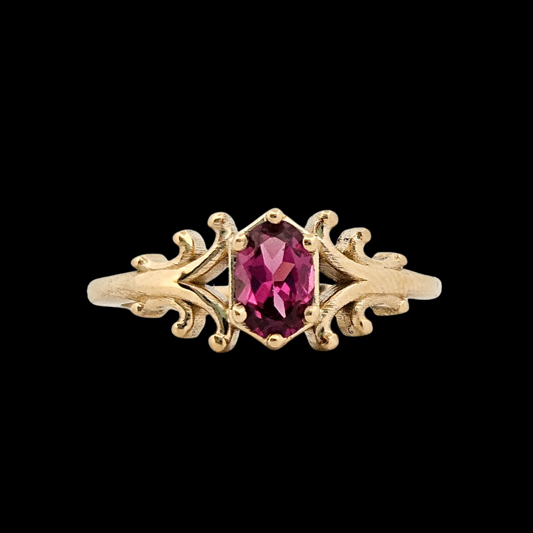 Small Temple Delicate Gothic Ring - Gold and Ruby (Other Gemstone Options Available) - Inchoo Bijoux
