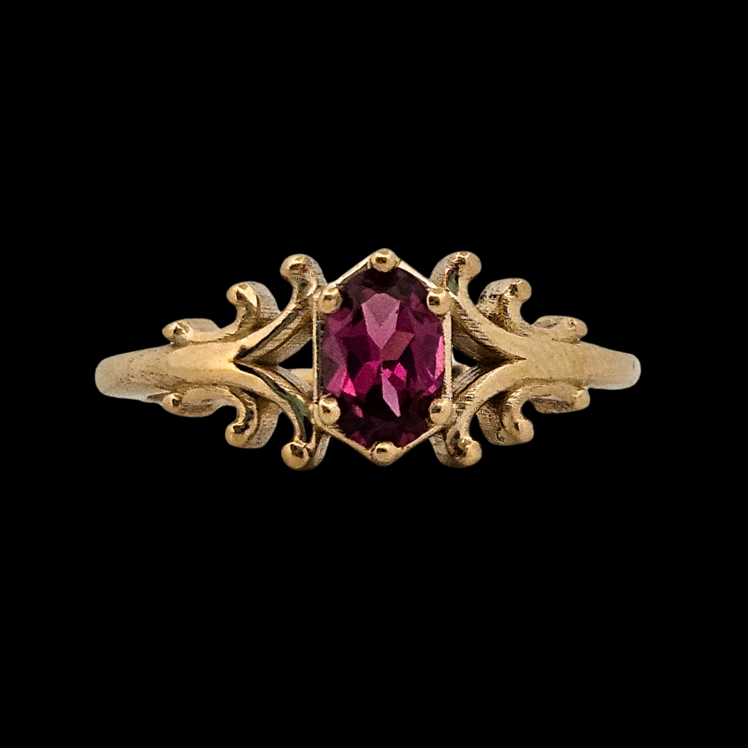 Small Temple Delicate Gothic Ring - Gold and Ruby (Other Gemstone Options Available) - Inchoo Bijoux