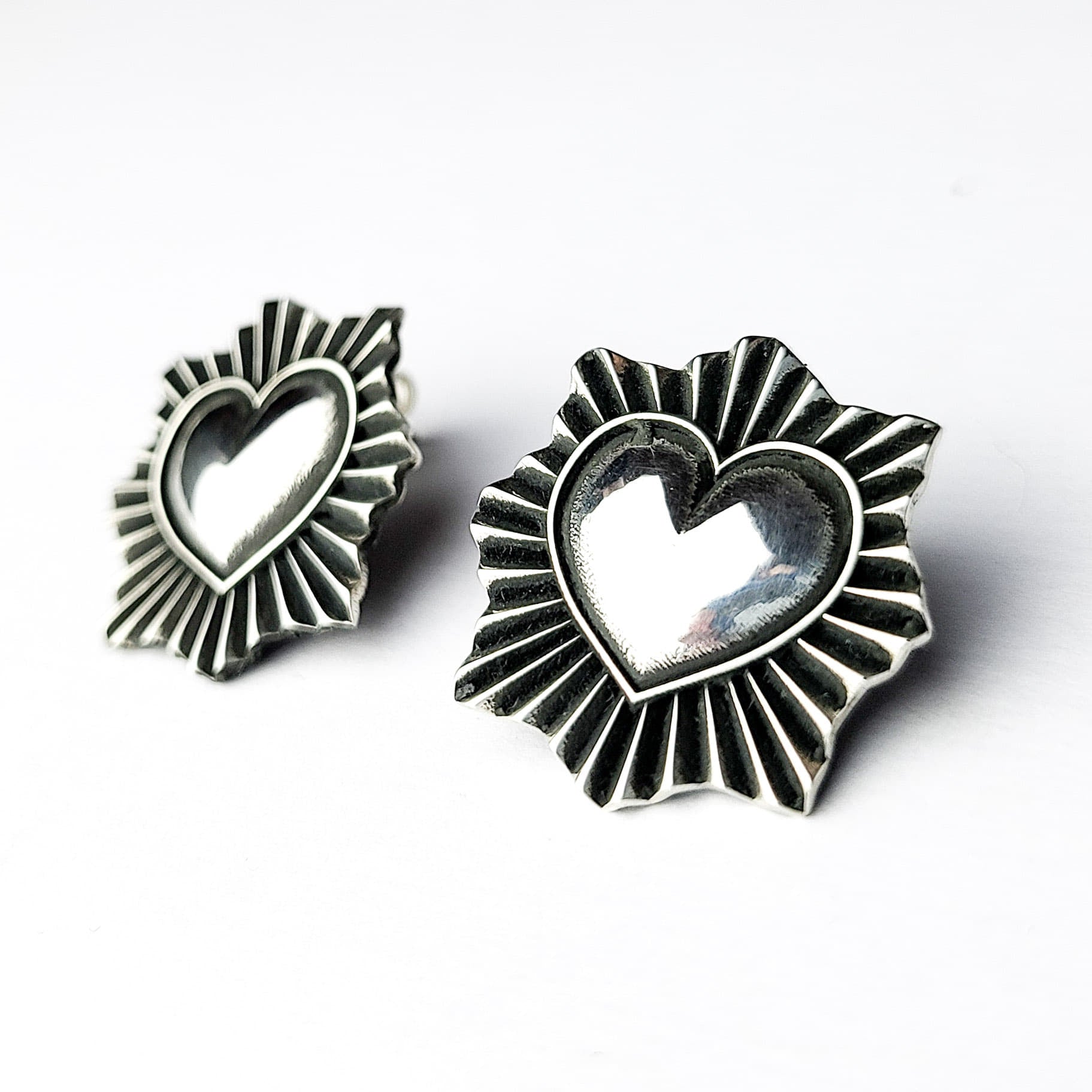 Silver Sacred Heart Stud Earrings - Inchoo Bijoux