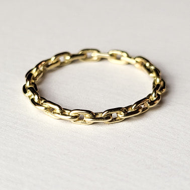 10K Yellow Gold Solid Chain Ring-Ring-Inchoo Bijoux-Inchoo Bijoux