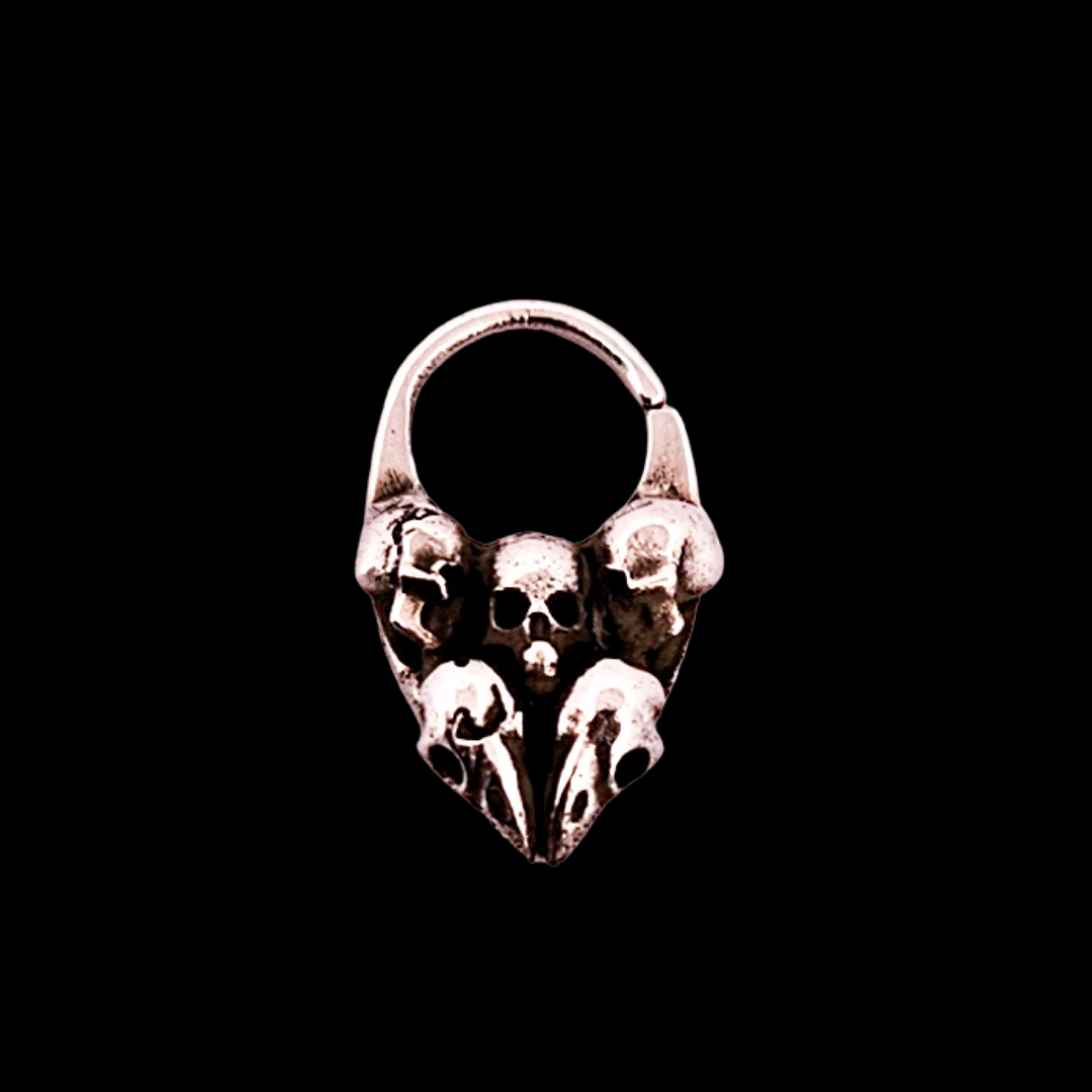 Catacombs Septum Bird Skull Sterling Silver