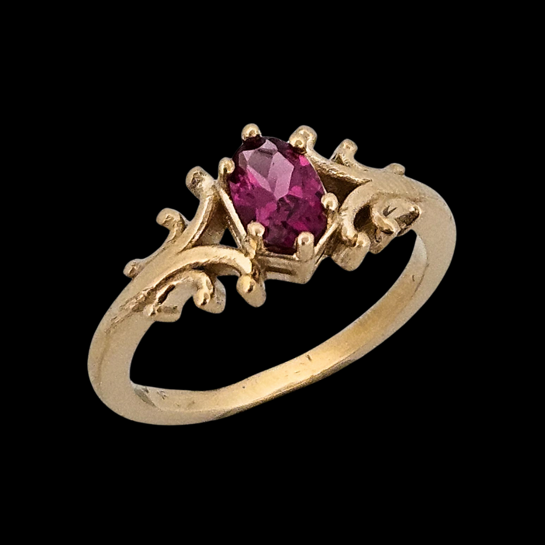 Small Temple Delicate Gothic Ring - Gold and Ruby (Other Gemstone Options Available) - Inchoo Bijoux