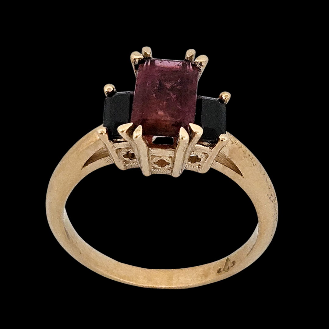 Sacred Church Ring - Watermelon and Black Tourmaline - Inchoo Bijoux