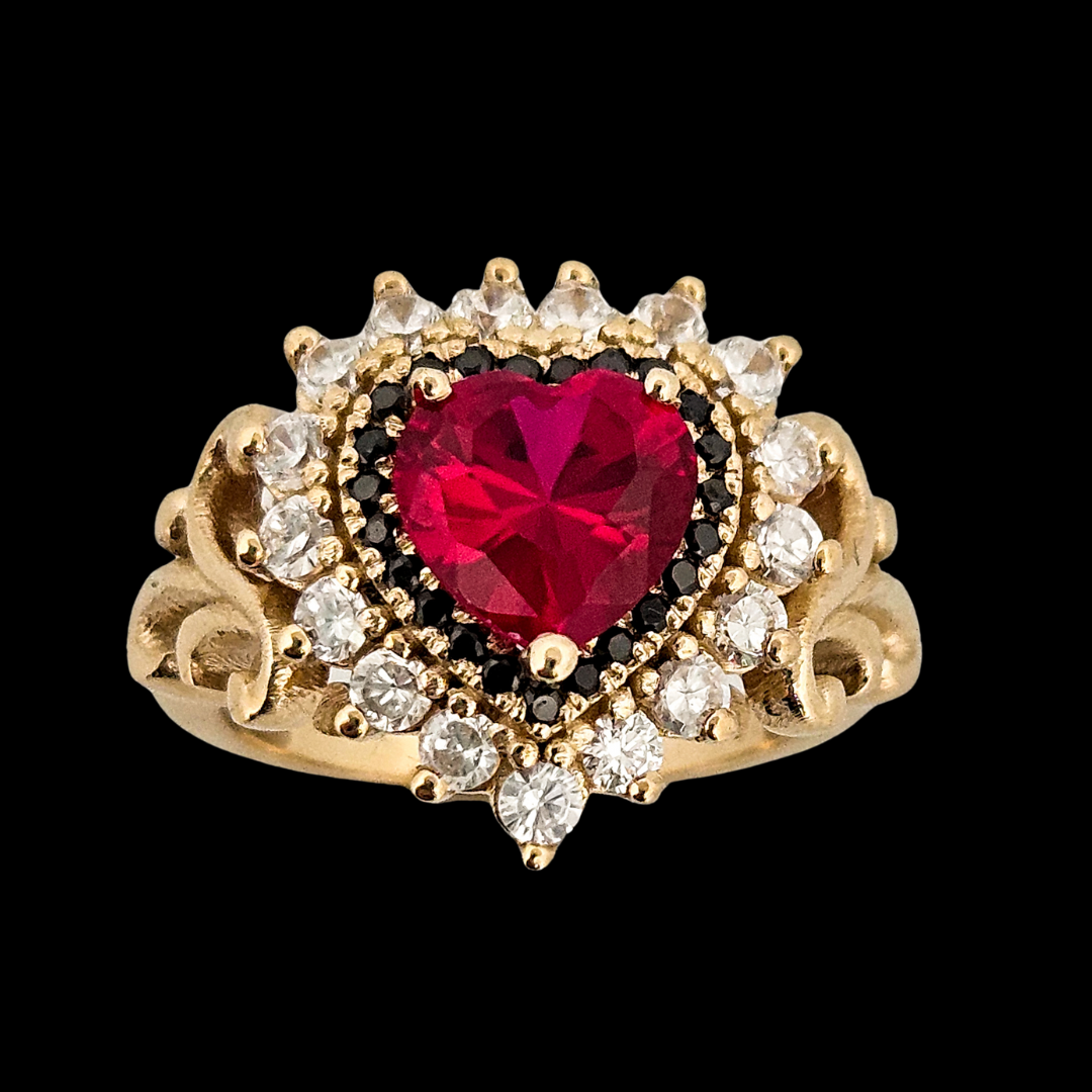 Immaculate Sacred Heart Ring - Gold, Garnet and Diamonds - Inchoo Bijoux