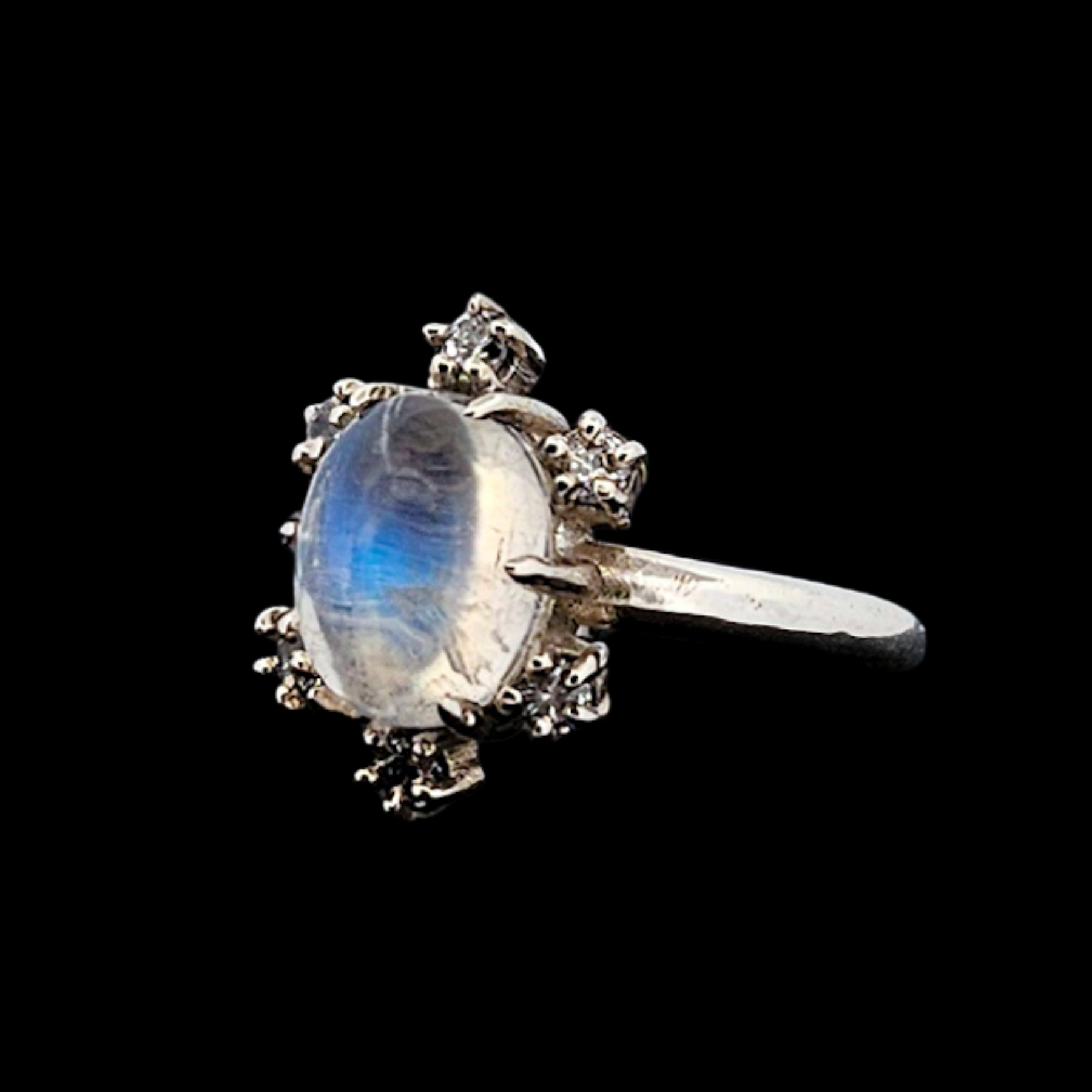 Celestial Glow Ring - Sterling Silver & Rainbow Moonstone - Inchoo Bijoux