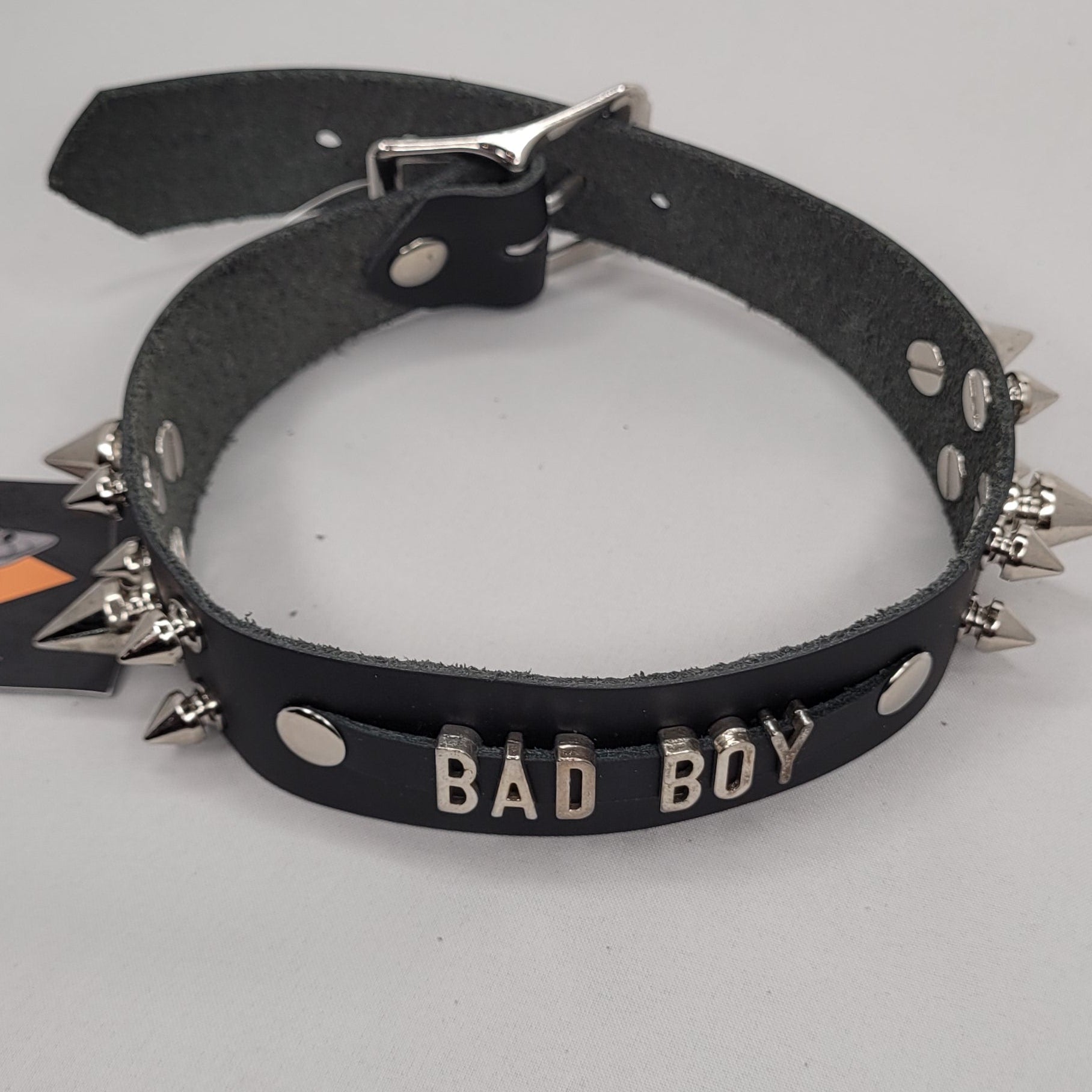 Choker - word w spike - bad boy- FLCK850  Large- Thick Bad Boy Spikes LARGE