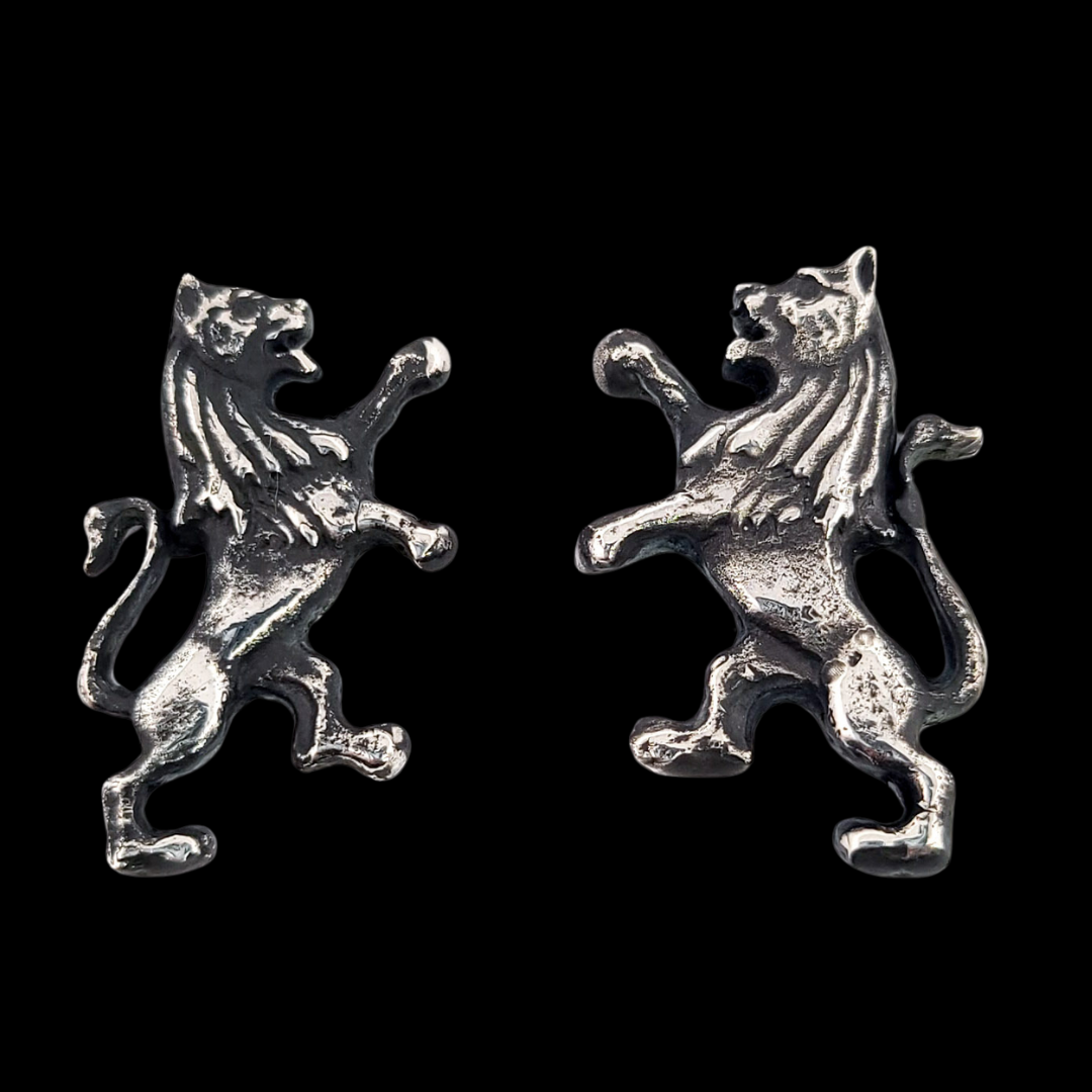 Silver Lion Earrings