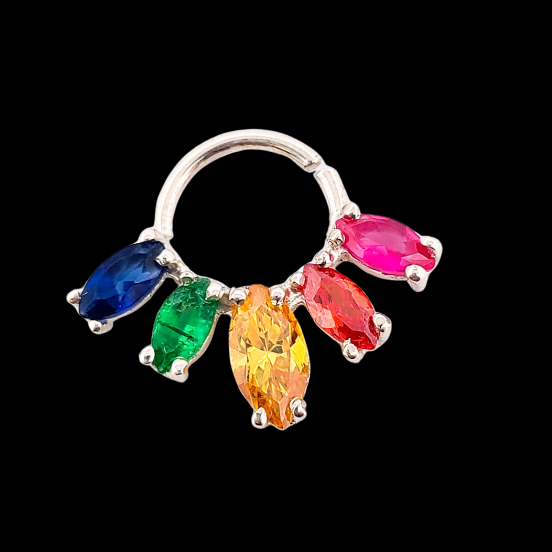 Rainbow Pride Flag Marquise Septum Piercing - Inchoo Bijoux