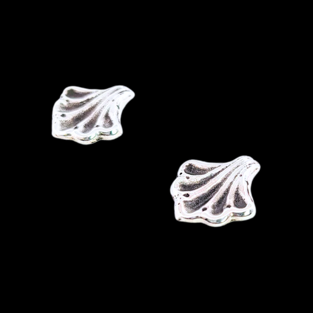 Baroque Shell Stud Earrings Silver