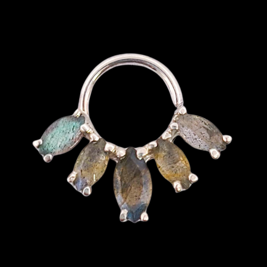 Statement Labradorite Septum Nose Piercing Marquise