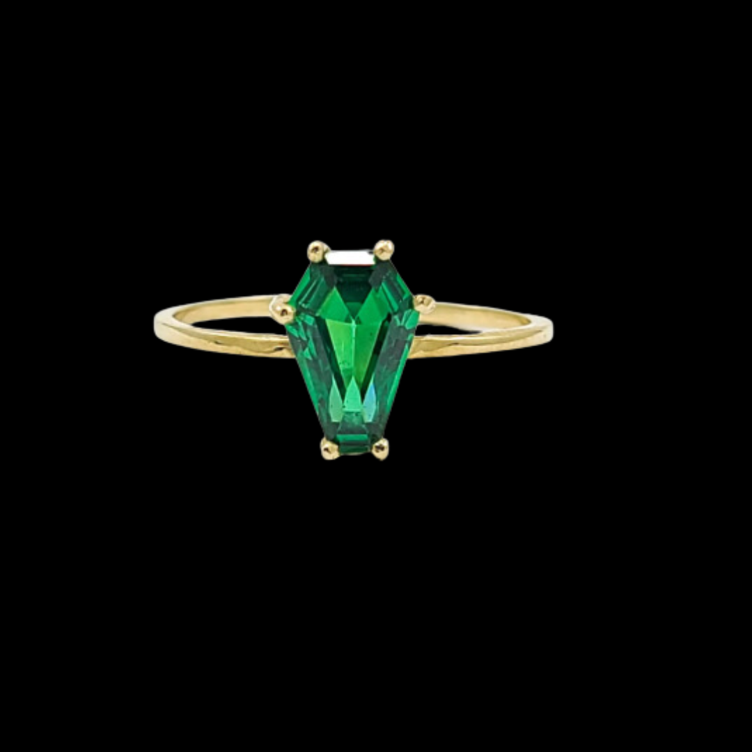 Cute Medium Coffin Solid Gold Ring (6x9) - Yellow Gold & Color Options - Inchoo Bijoux