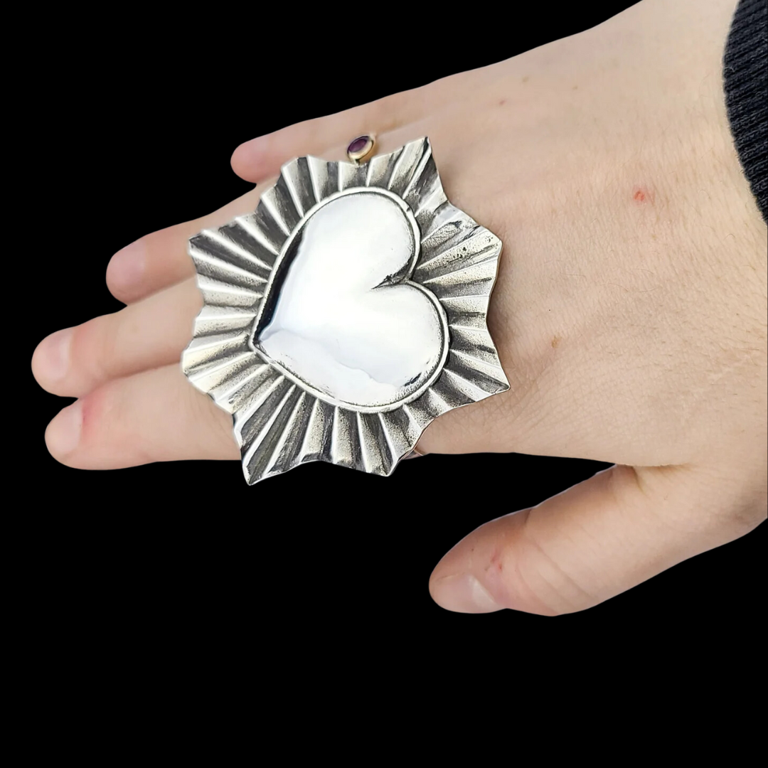 Big 2 Finger Sacred Heart Ring