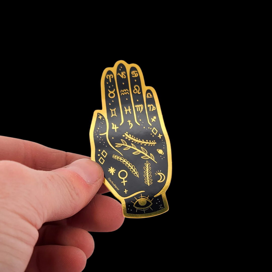 Black & Gold Palmistry Hand Sticker - Inchoo Bijoux