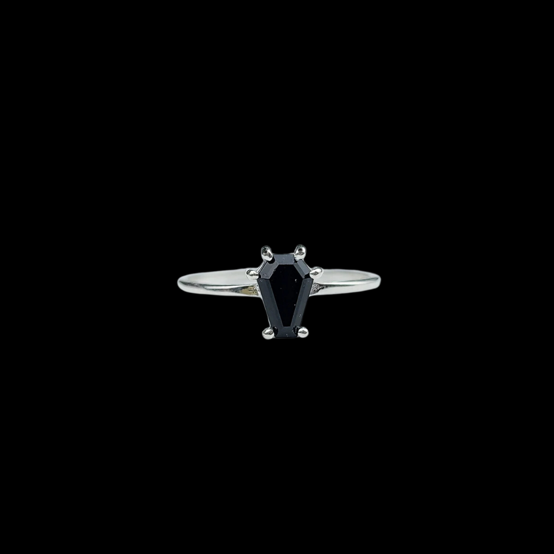 Black Coffin Engagement Ring - Inchoo Bijoux
