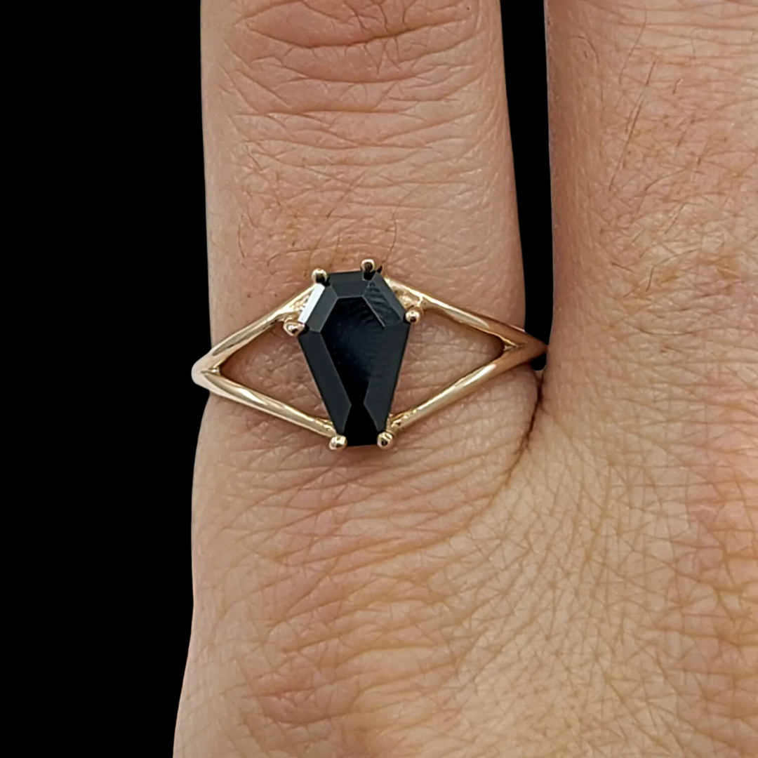 Cute Medium Split Band Coffin Solid Gold Ring (6x9) - Rose Gold & Color Options - Inchoo Bijoux