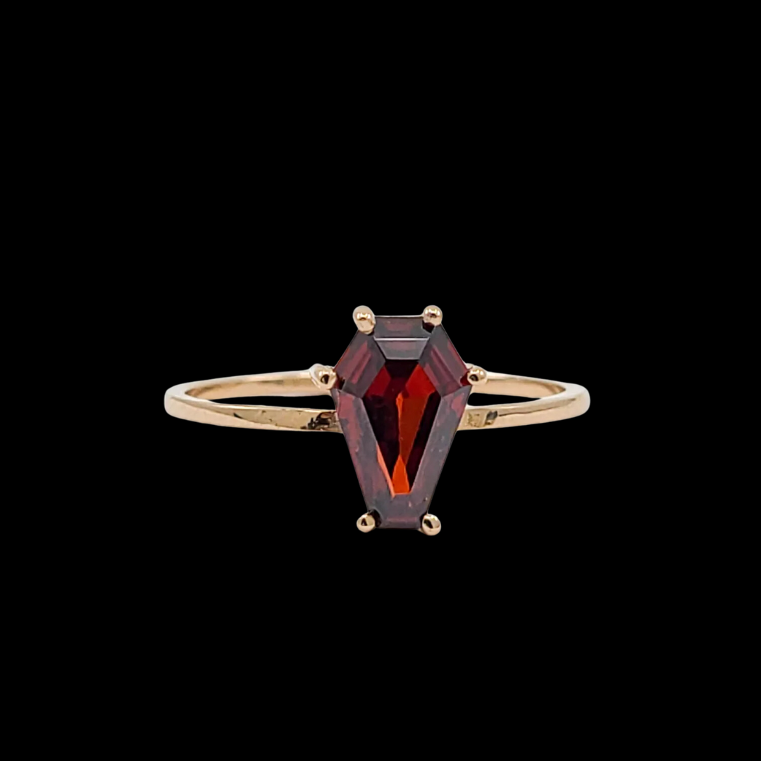 Cute Medium Coffin Solid Gold Ring (6x9) - Rose Gold & Color Options - Inchoo Bijoux