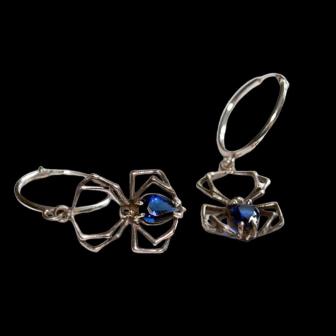Cobalt Blue Spider Hoops - Inchoo Bijoux
