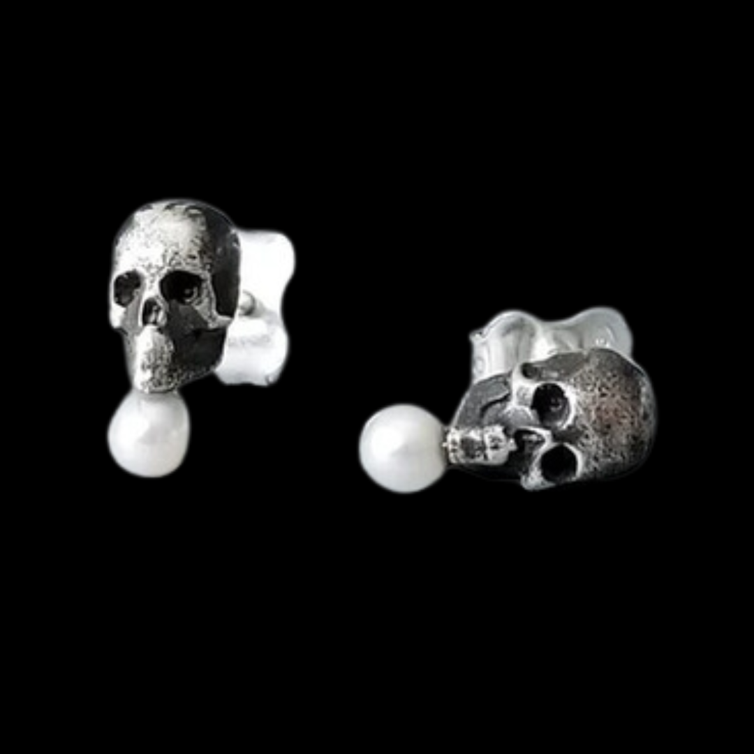 Tiny Pearl Skull Earrings - Inchoo Bijoux