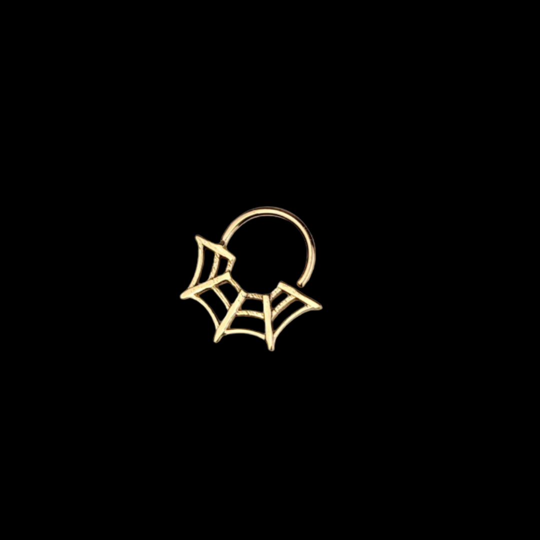 Spider Web Nose Ring Septum Piercing Halloween - Gold Options
