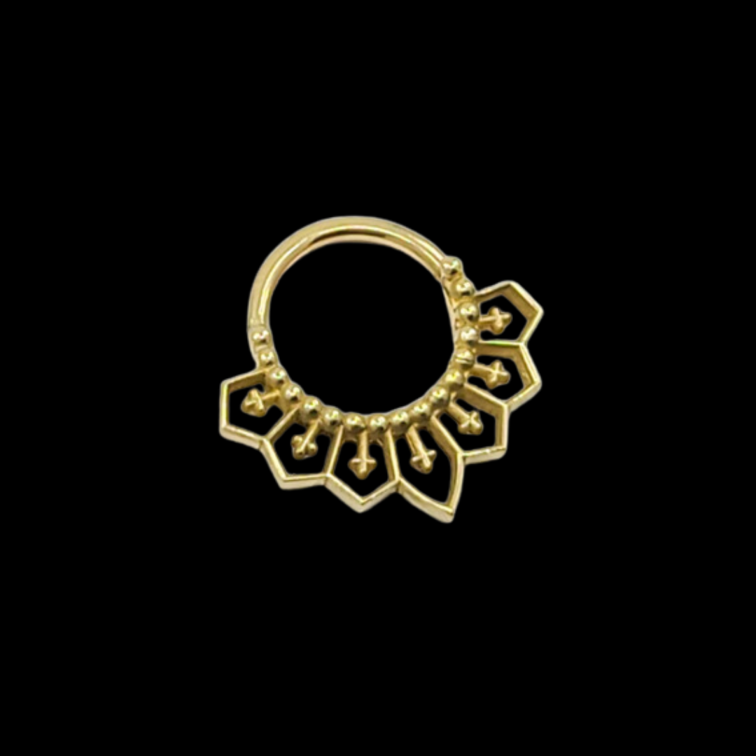 Gothic Lace Septum, Inverted Cross Nose Ring - Gold Options