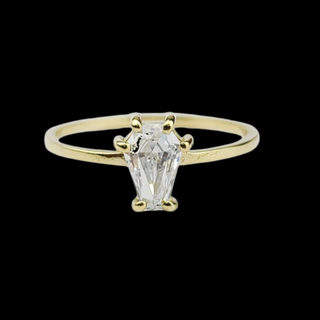Small Coffin Solid Gold Ring (5x7)  - Yellow Gold & Color Options - Inchoo Bijoux