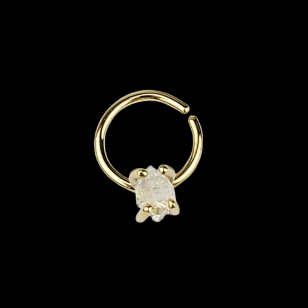 Herkimer Diamond Septum Piercing - Gold Options