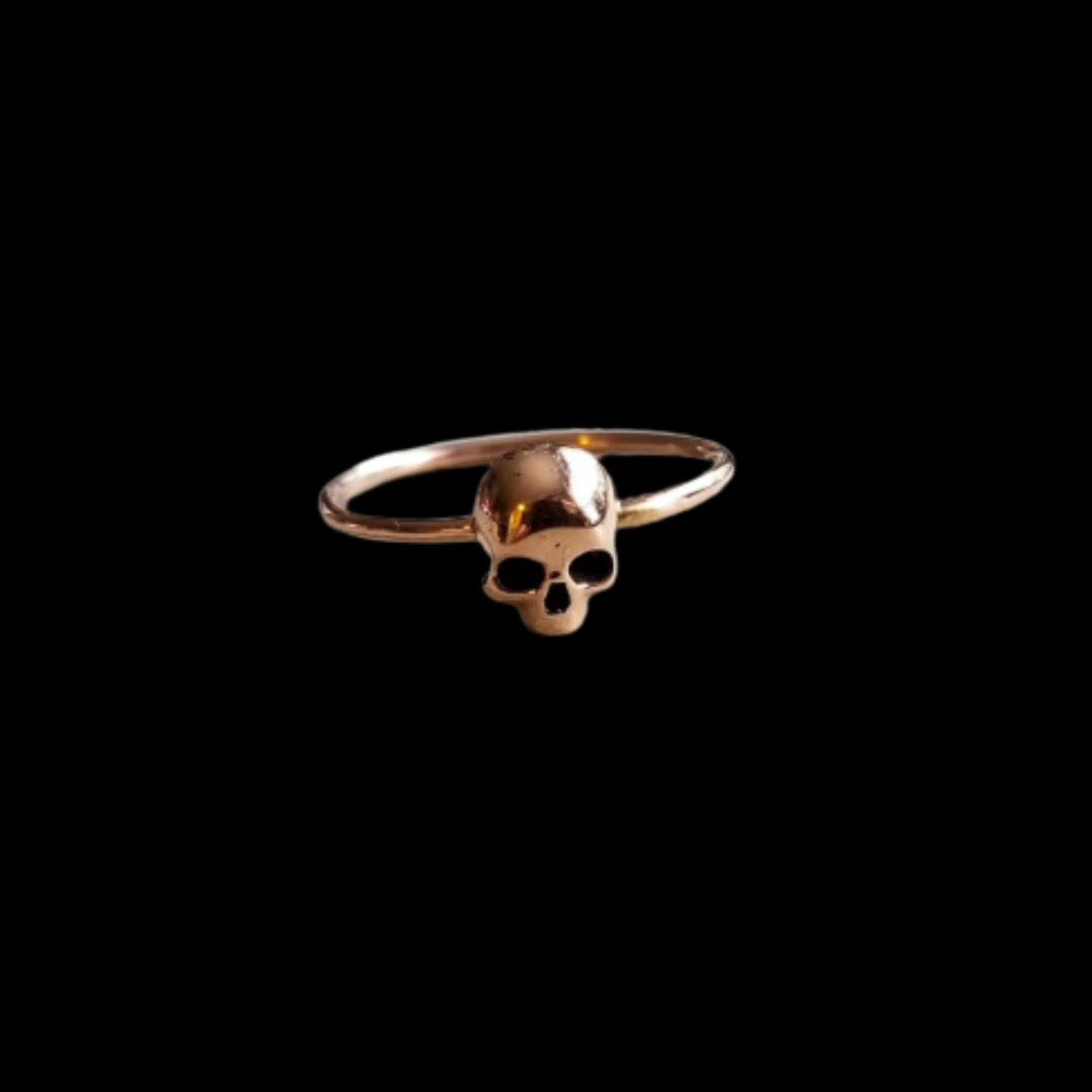 14k Rose Gold Small Skull Engagement Ring - Inchoo Bijoux