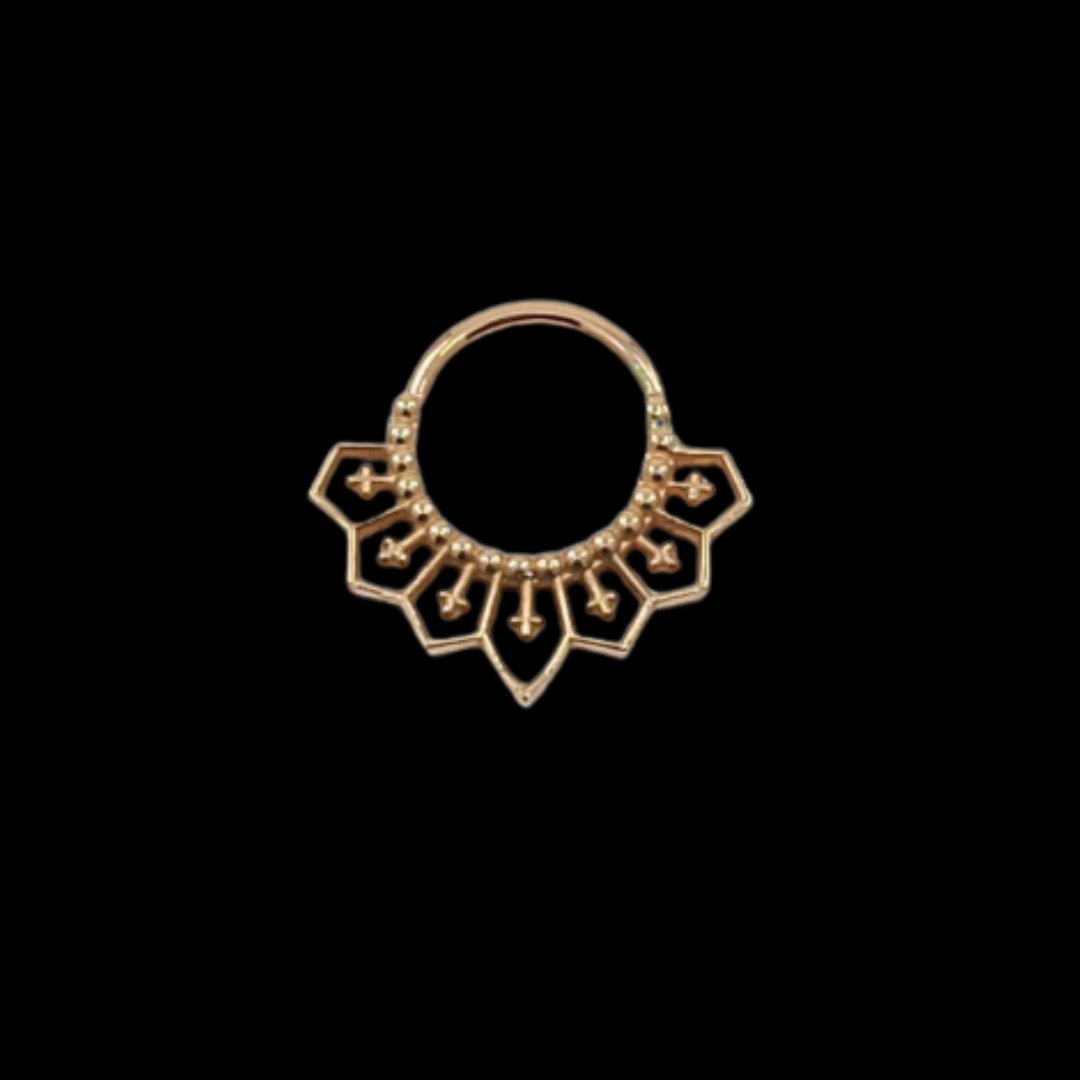 Gothic Lace Septum, Inverted Cross Nose Ring - Gold Options