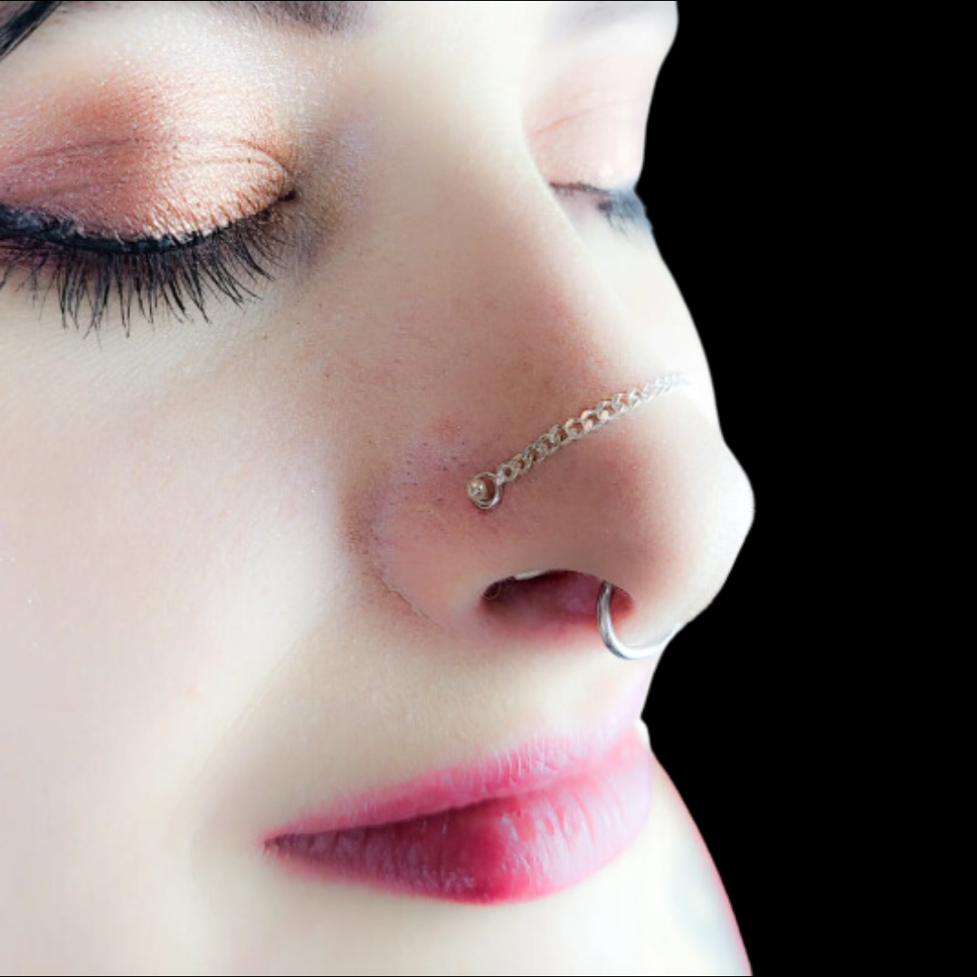 2mm Bold Silver Nose Chain - Inchoo Bijoux