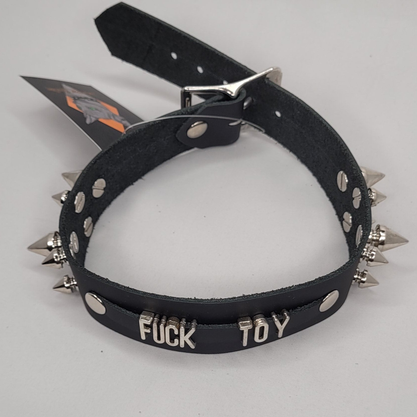 Choker - word w spike - fuck toy - FLCK850  Large- Thick Fuck Toy Spikes LARGE