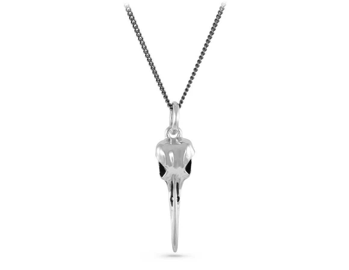 Collier - hummingbird skull white bronze - Necklace