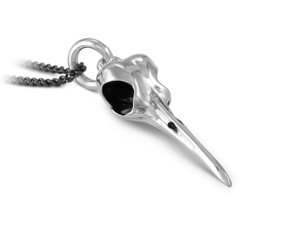 Collier - hummingbird skull white bronze - Necklace