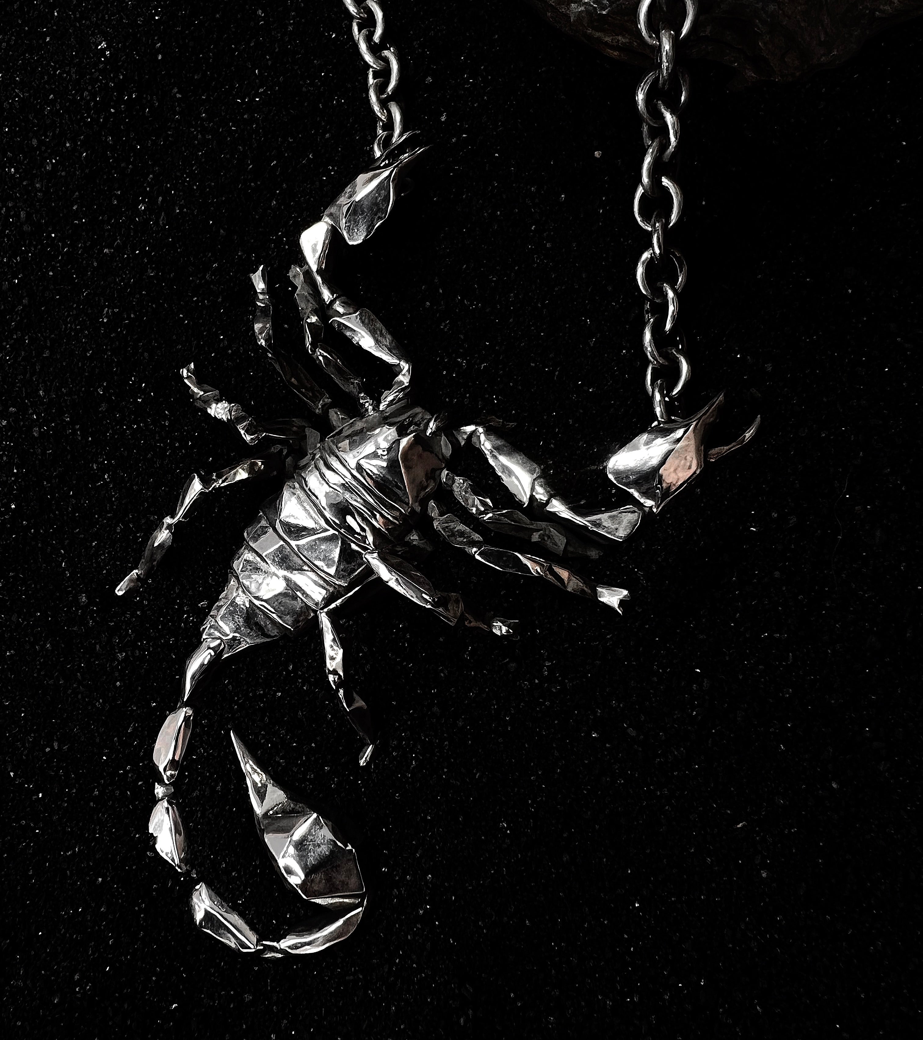 Big Scorpion Necklace with Solid 8mm Cable Chain