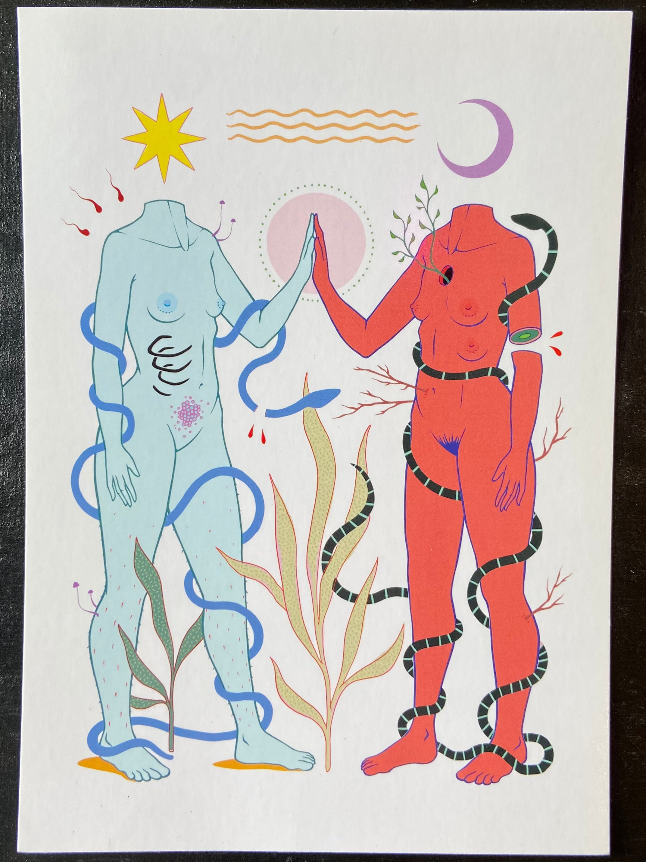 Mini print (Touching Hands Red & Blue)