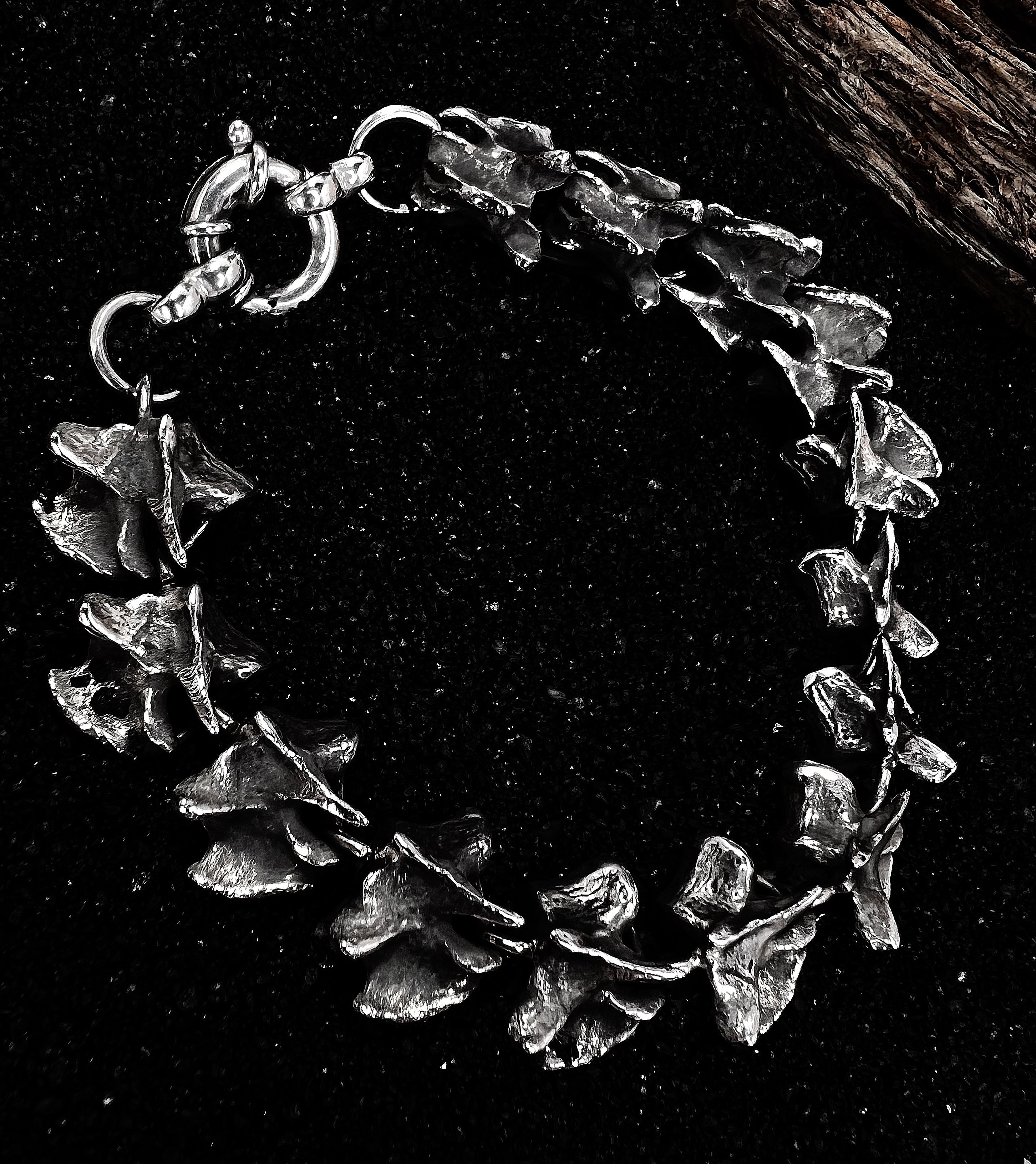 Massive Bone Bracelet, Silver Spine Mens Bracelet Vertebrae
