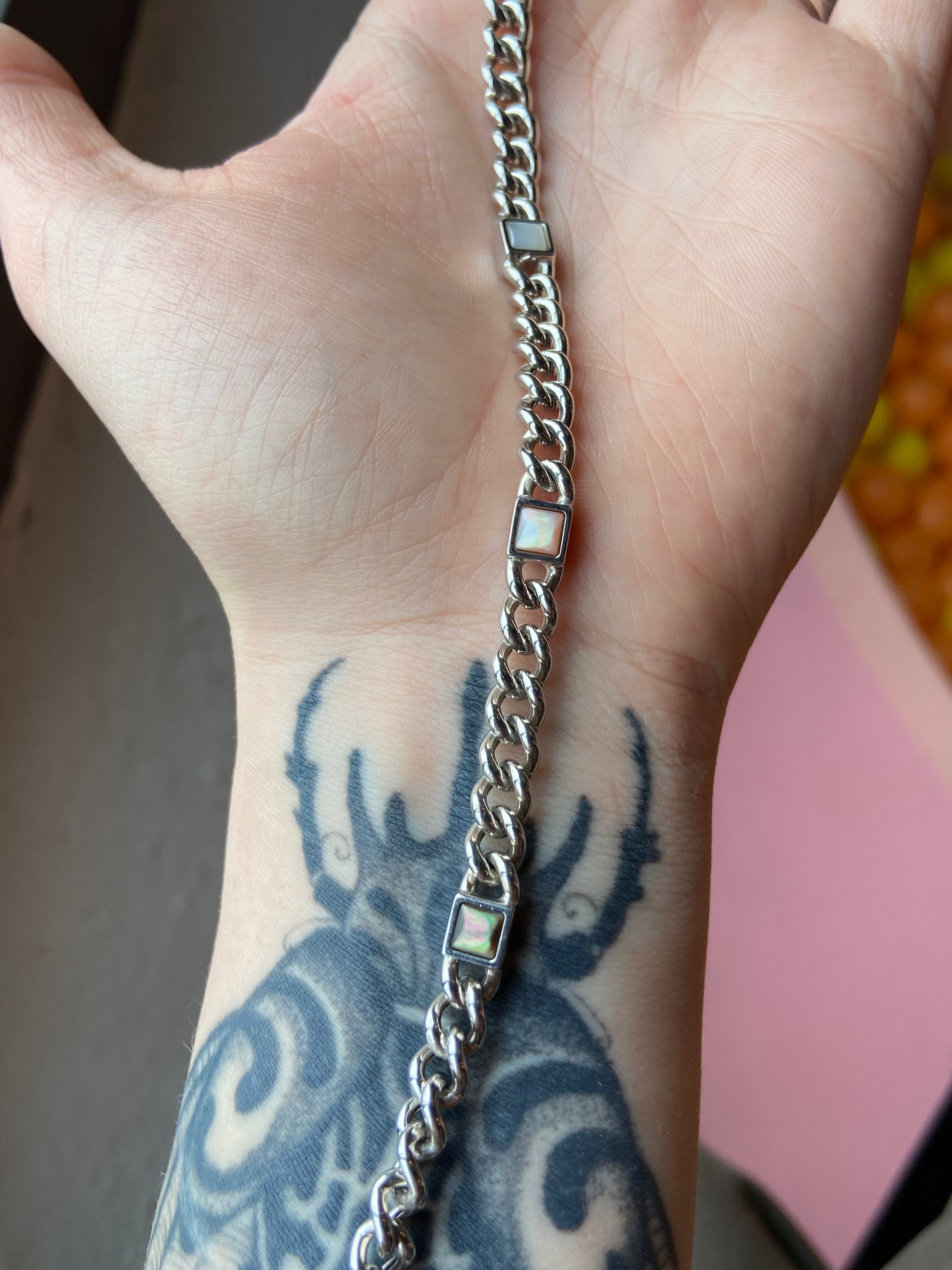 Bracelet - Chaine Argent Sterling et Nacre