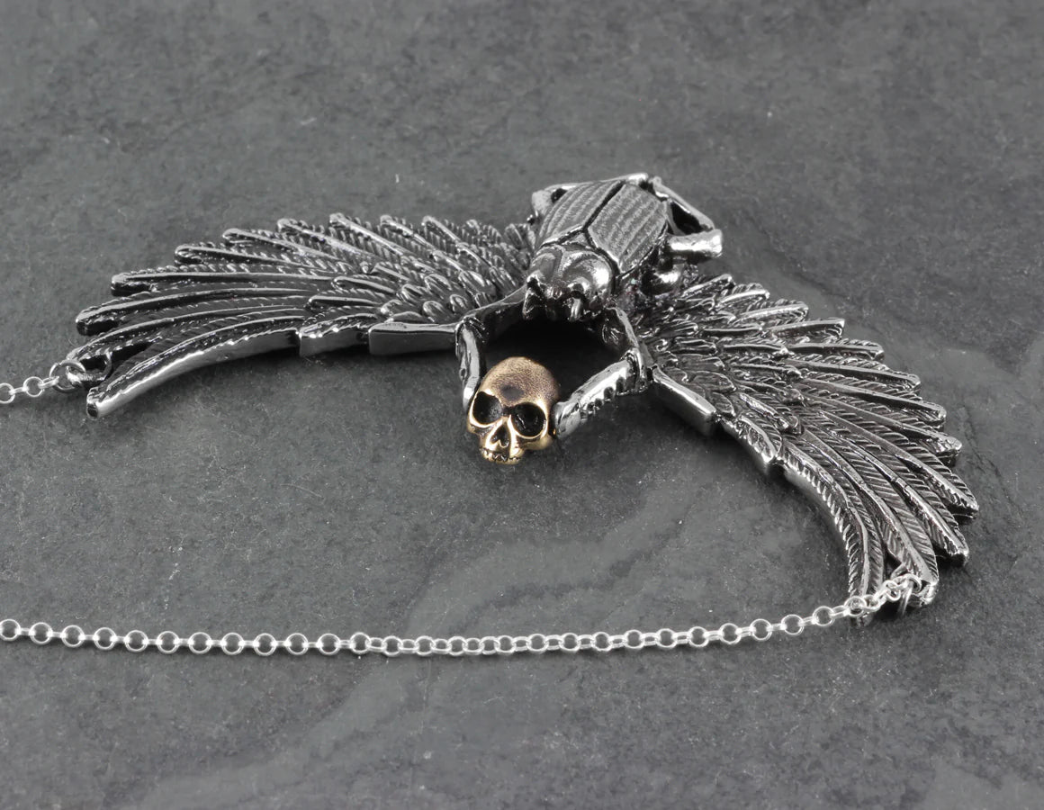 Pendentif - lg scarab beetle wh brz - Pendant