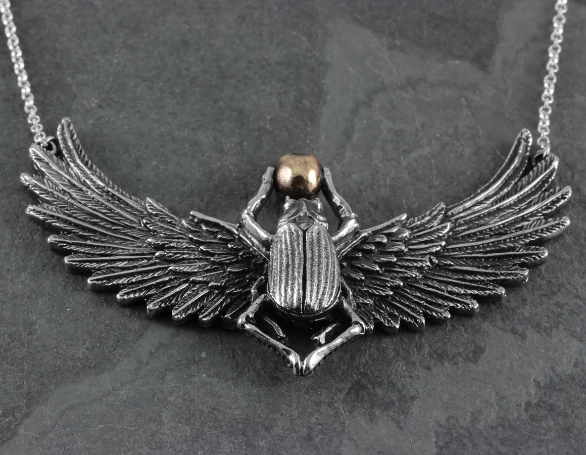 Pendentif - lg scarab beetle wh brz - Pendant