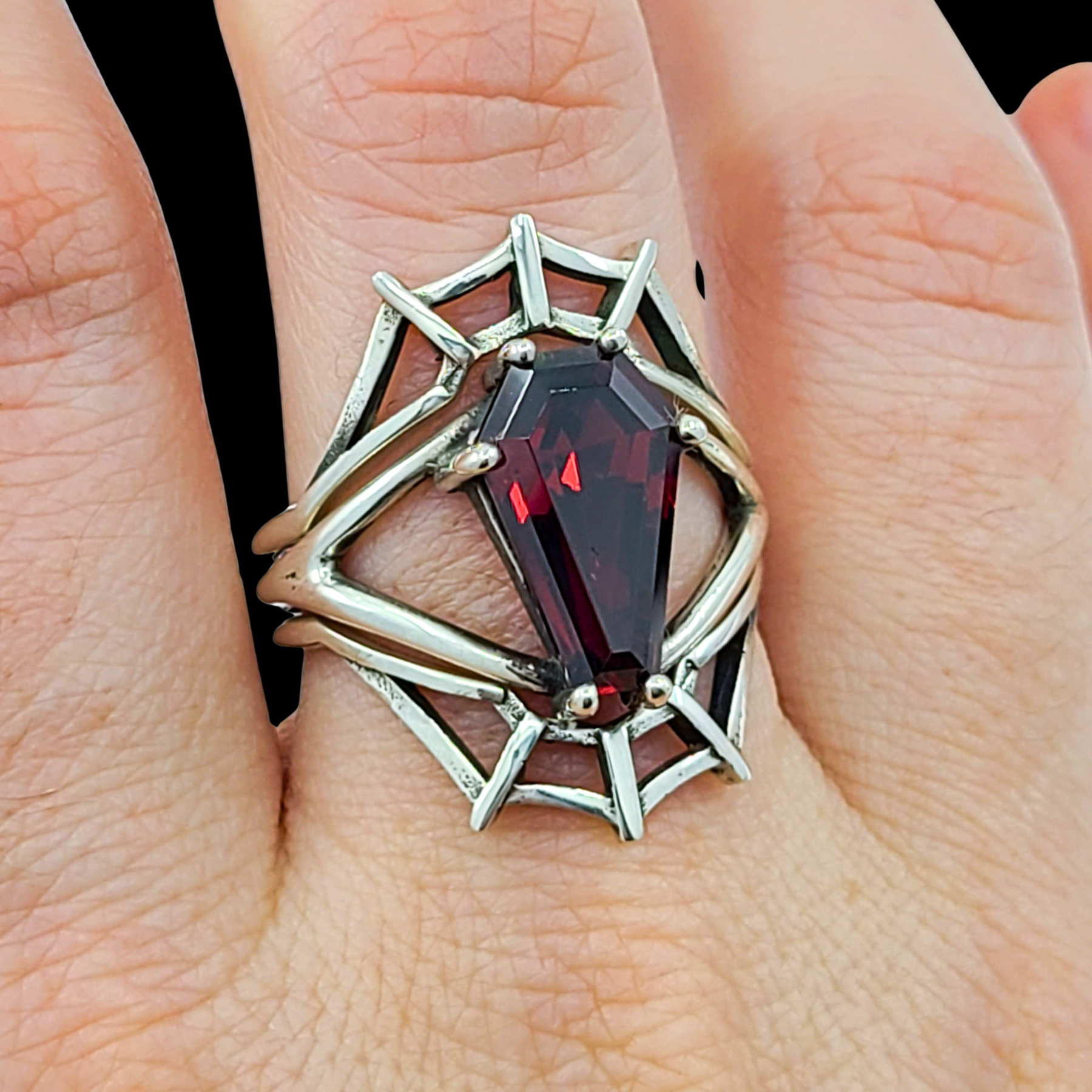 Big Coffin Sterling Silver Ring & Crown Spider Web Set of 3 Rings - Color Selection - Inchoo Bijoux