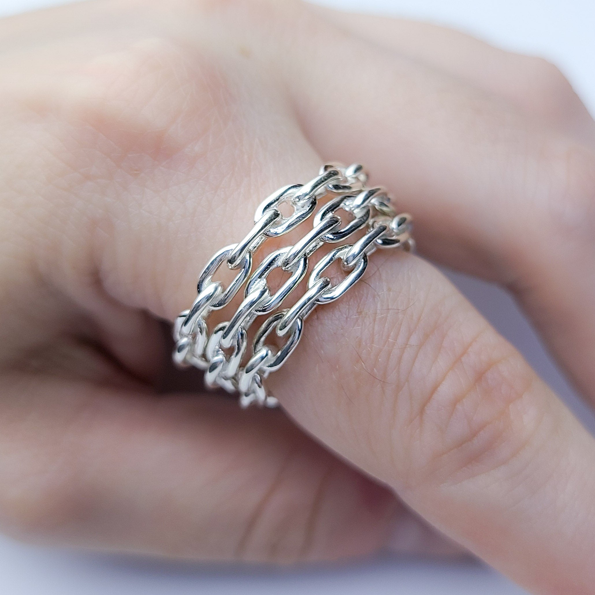 Thick Silver Chain Ring - Inchoo Bijoux