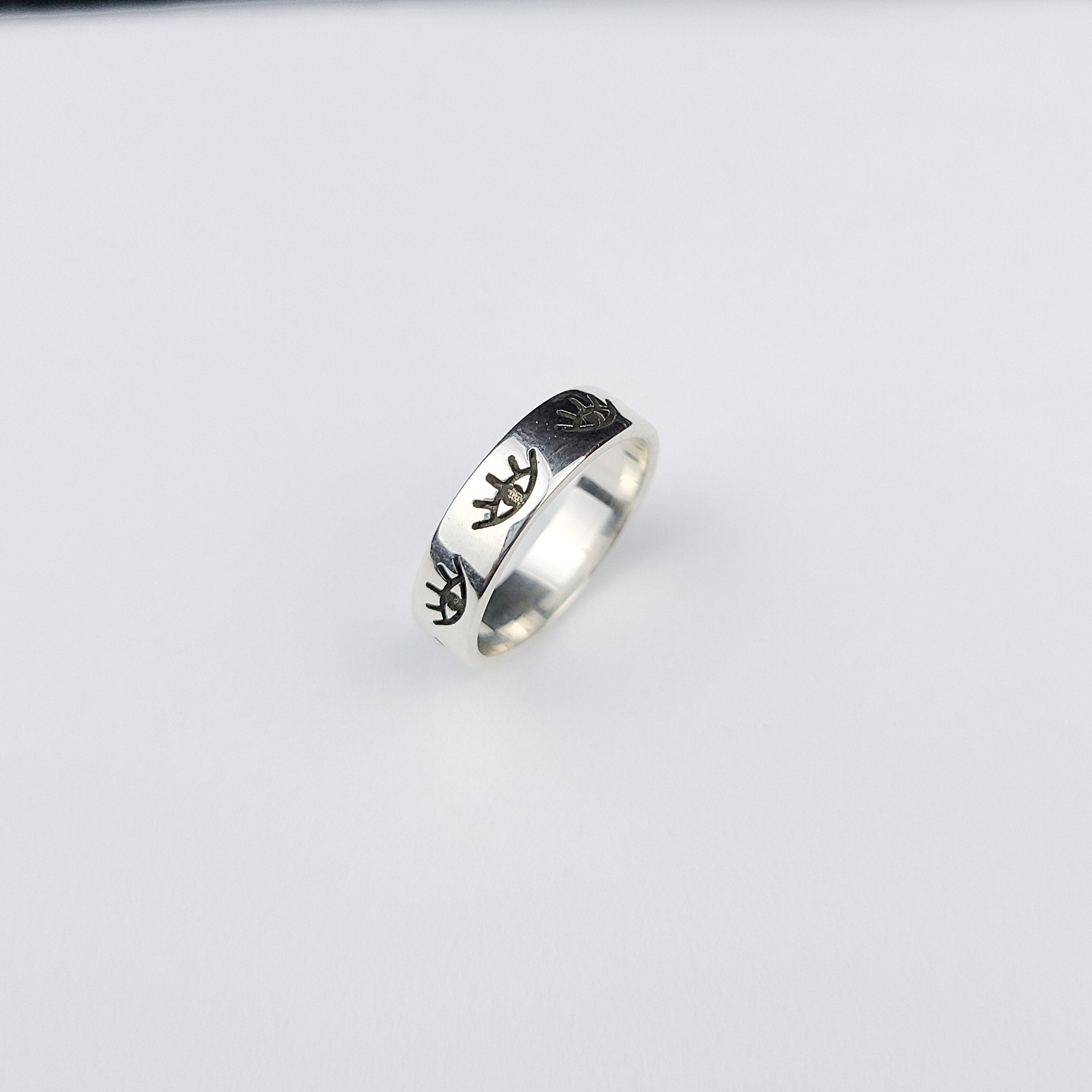 Silver Evil Eye Ring Band - Inchoo Bijoux